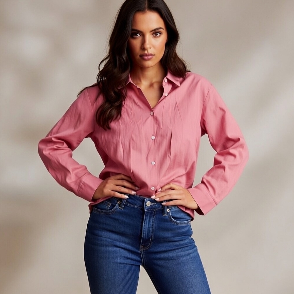 COCOA DANNY Womens Size 3XL Pink Top Shirt Lightweight Button Up High Low